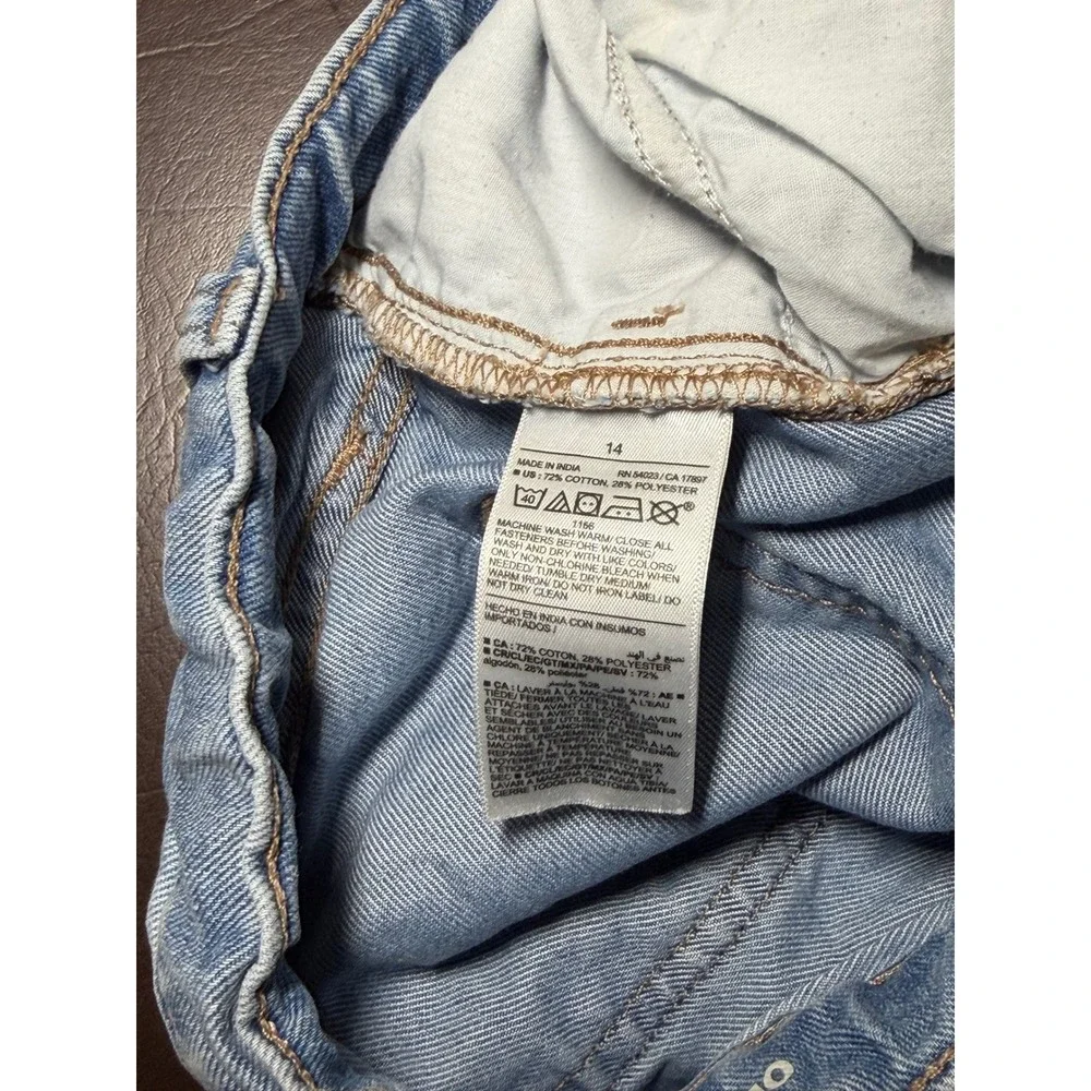 Old Navy Girls Size 14 High Rise Baggy Wide Leg Jeans Light Wash